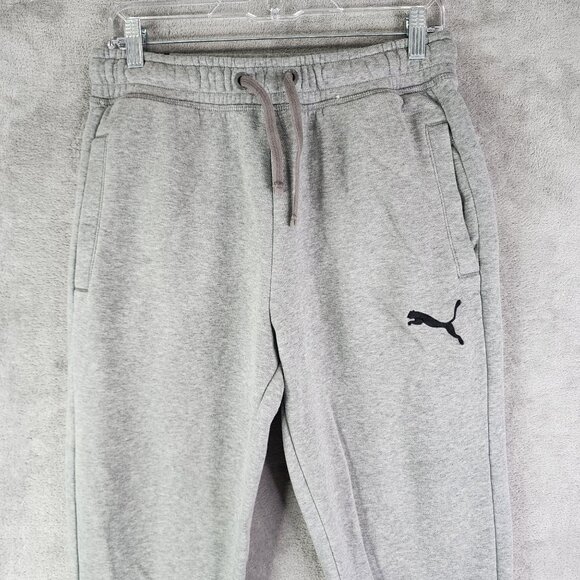 Mens Grey Puma Jogger Sweatpants Drawstring Elastic Waist Size S - Picture 4 of 12